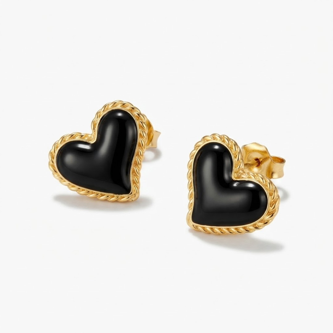 Orecchini a cuore Amari Obsidian