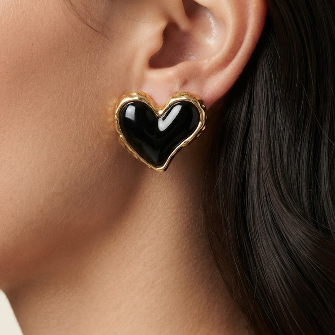 Orecchini a cuore Amari Obsidian