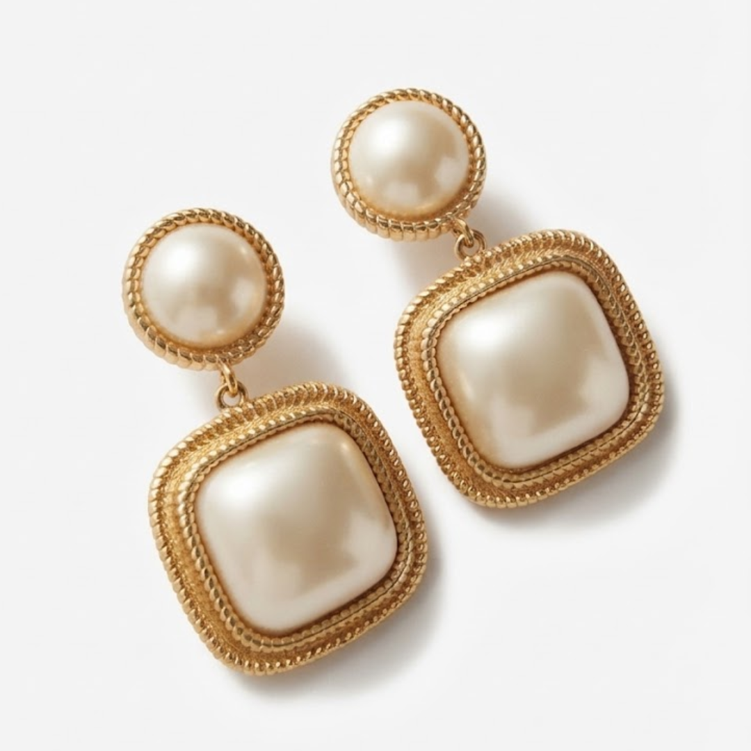 Kaia Pearl Square Earrings