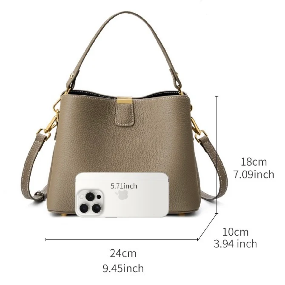 Sac à main seau en cuir véritable Verona