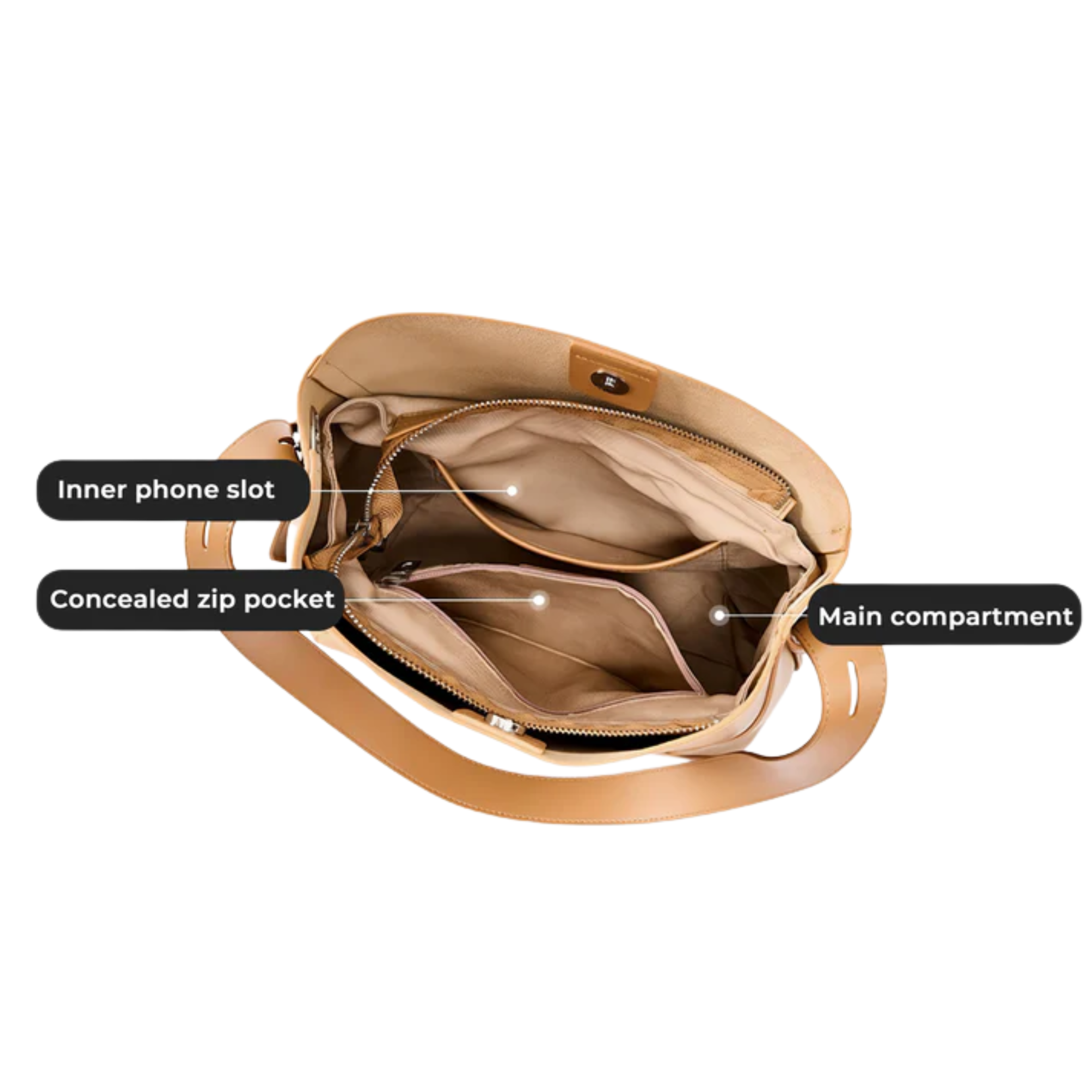 Ardena Genuine Leather Crossbody & Shoulder Oversized Bucket Bag