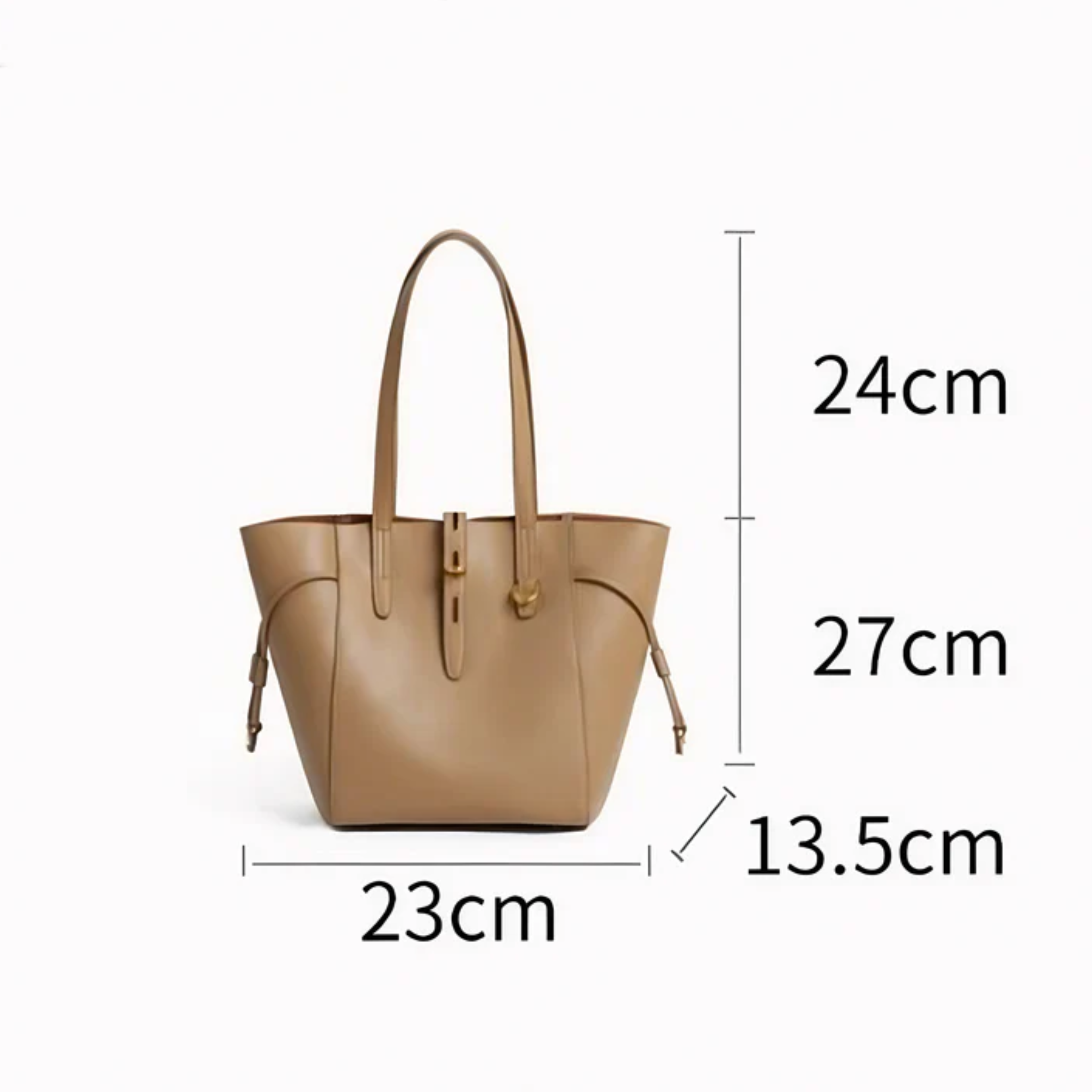 Alina Genuine Leather Vintage Lock Buckle Tote Bag