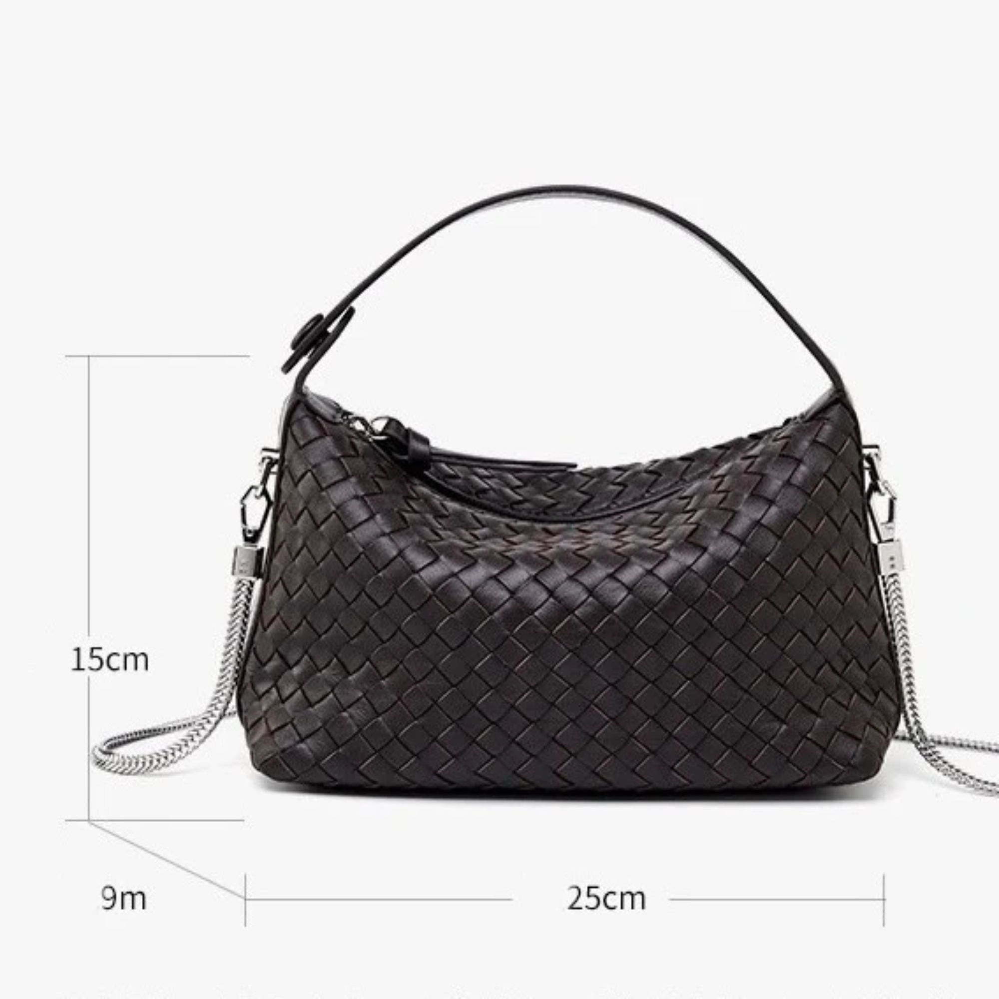 Elaréa Genuine Sheepskin Leather Woven Clutch Bag with Chain Strap