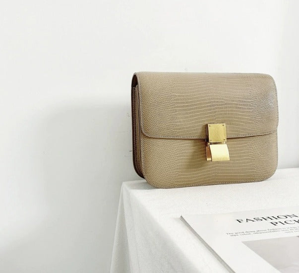 Valentina Lizard-Textured Leather Crossbody