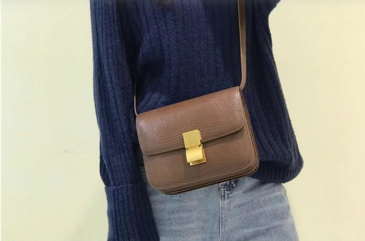 Valentina Lizard-Textured Leather Crossbody