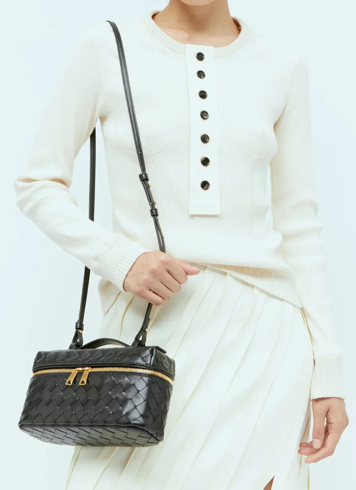 Woven Vegan Leather Handbag