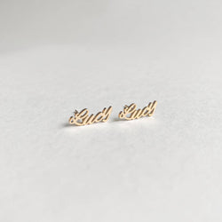 Personalised Signus Name Earrings - Custom Handwritten Gold & Silver Studs