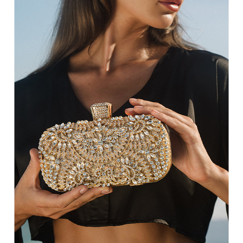 Dazzling Flower Crystal Evening Clutch Bag