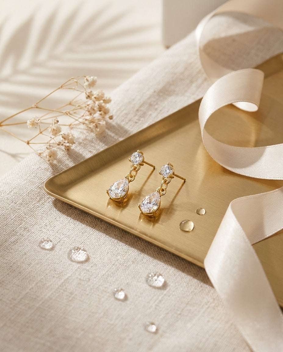 Aurielle Golden Dewdrop Earrings