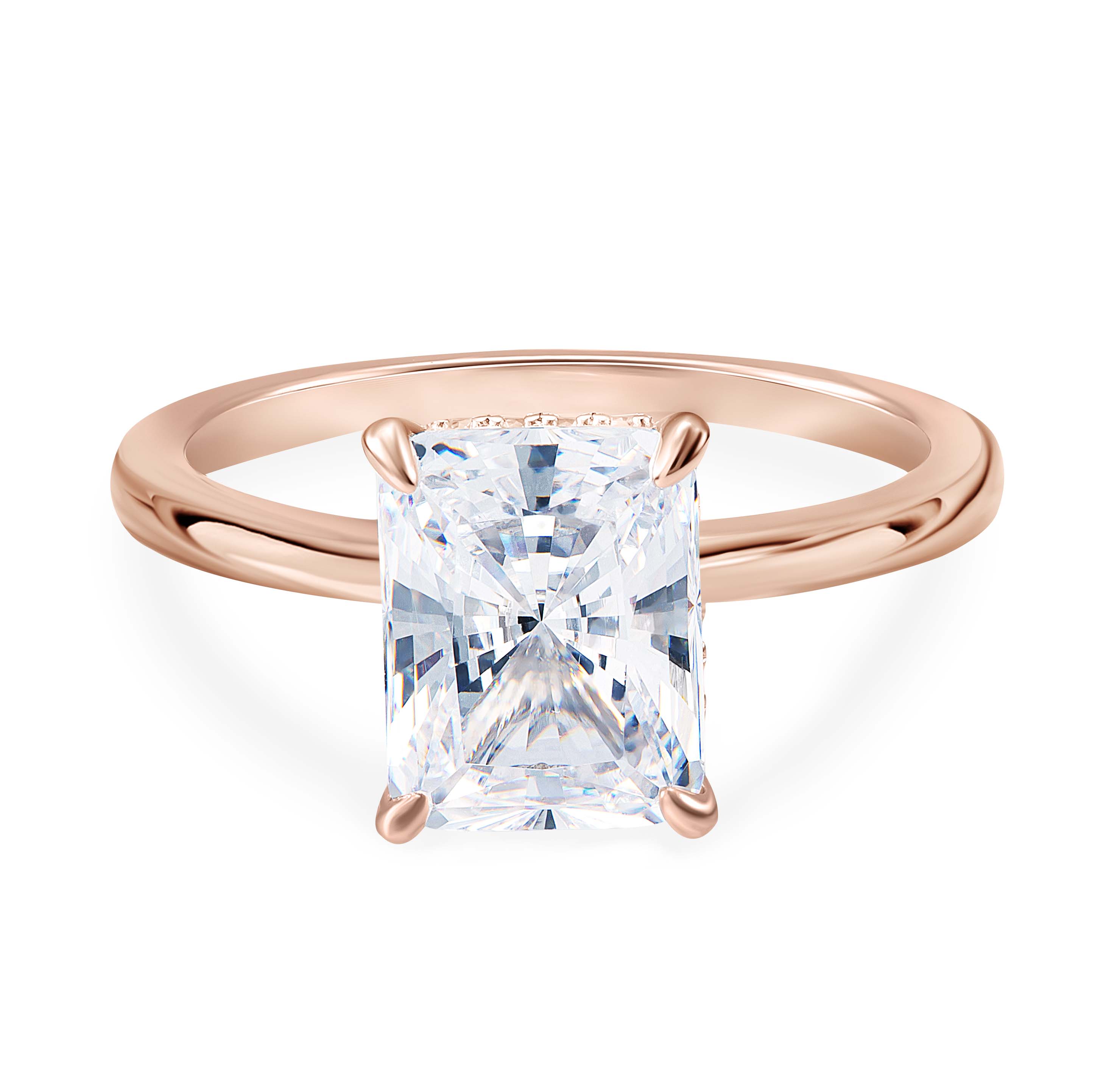 Lustrous Glow Moissanite Solitaire Rose Gold Ring