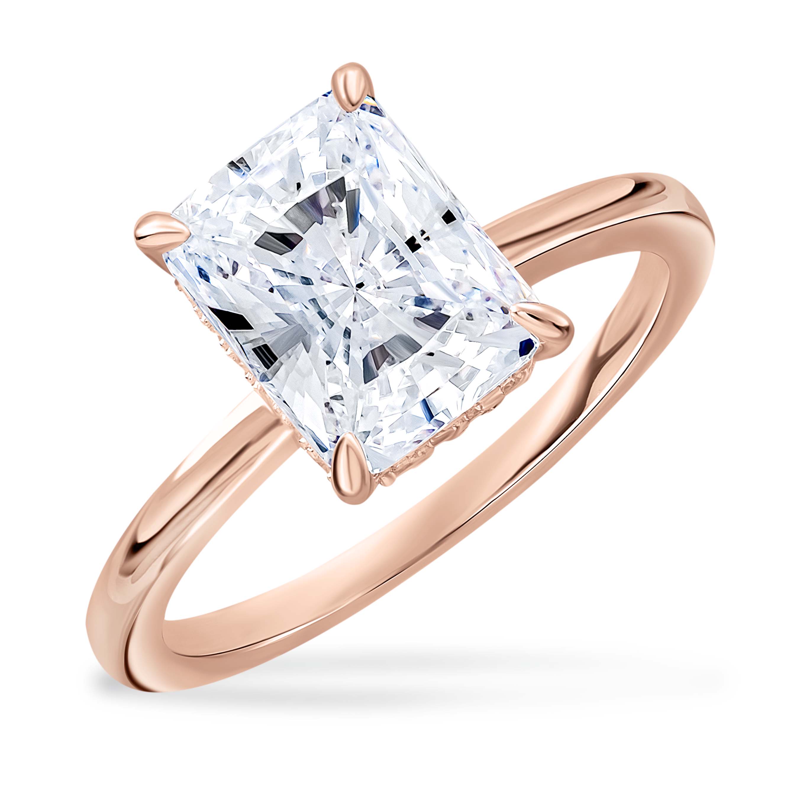 Lustrous Glow Moissanite Solitaire Rose Gold Ring