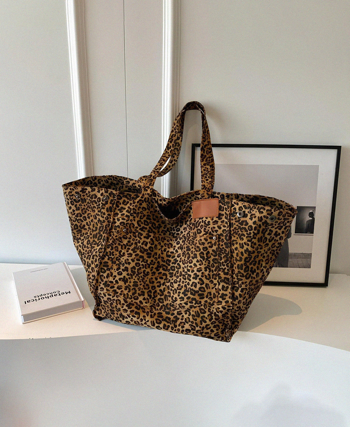 Savanna Luxe Oversized Leopard Canvas Tote