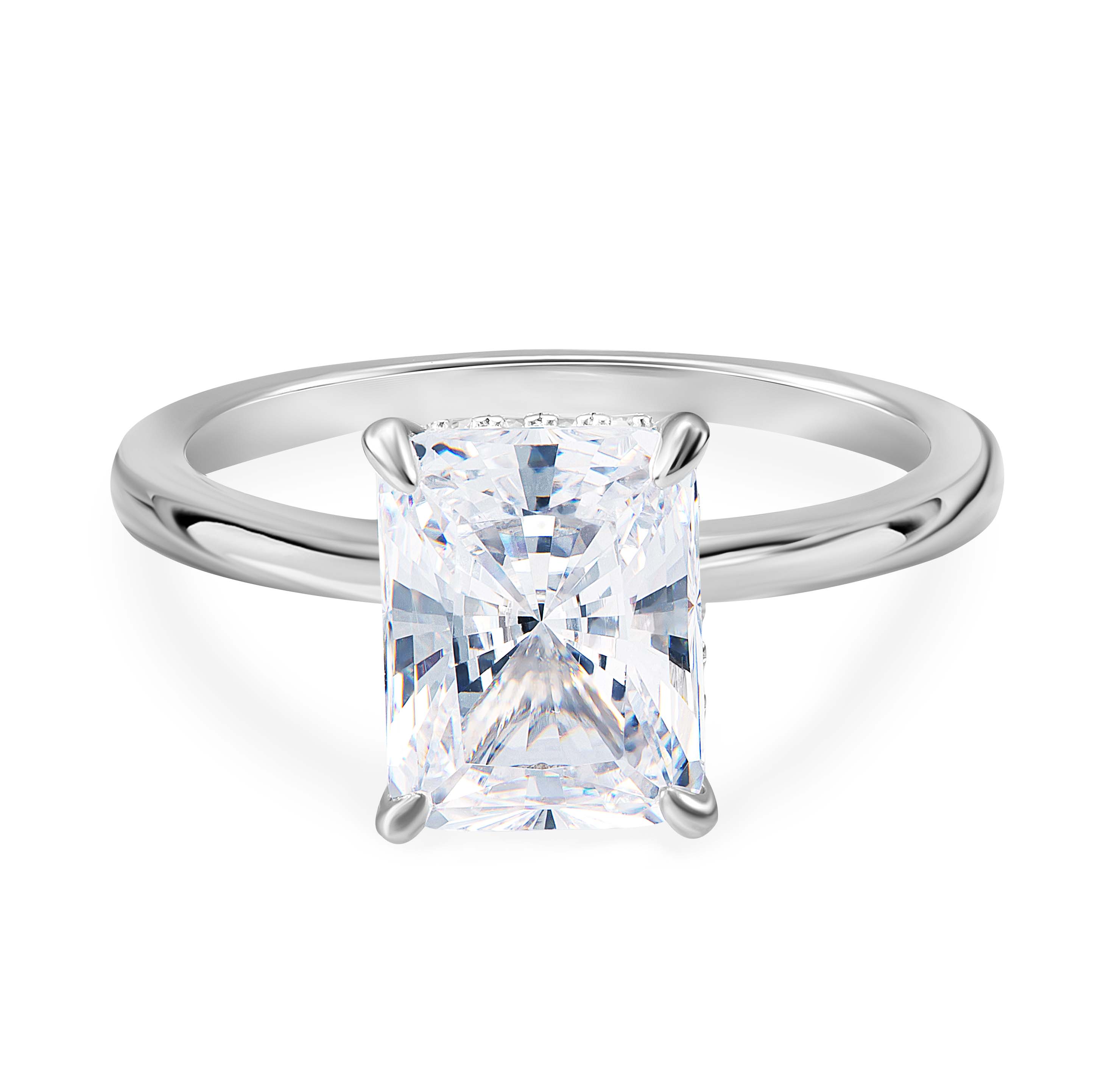 Lustrous Glow Moissanite Solitaire Sterling Silver Ring