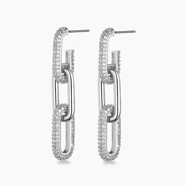 Half Pave Chain Earrings - UnfoldSerenity