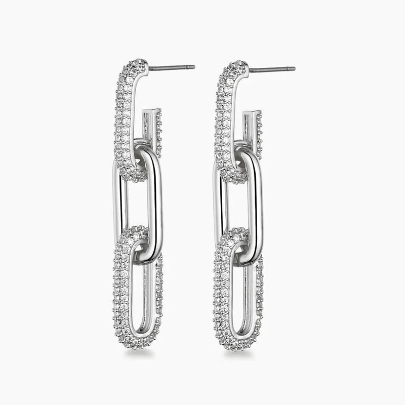 Half Pave Chain Earrings - UnfoldSerenity