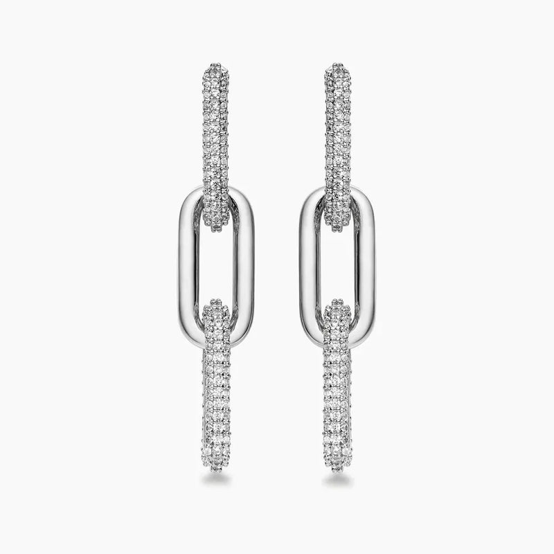 Half Pave Chain Earrings - UnfoldSerenity