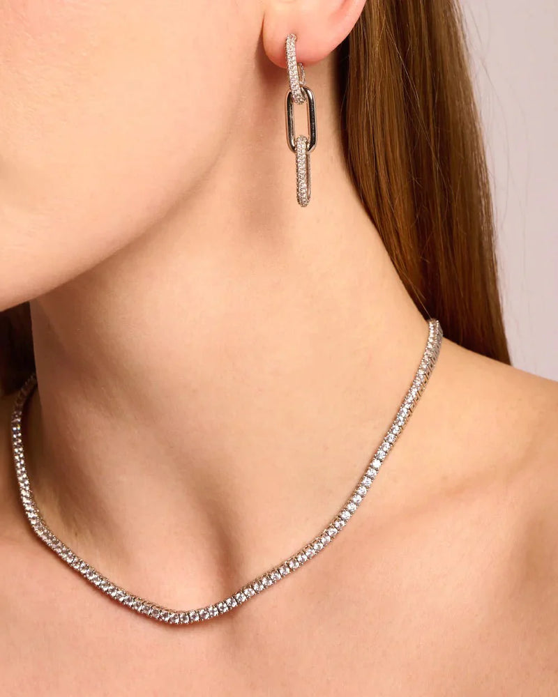 Half Pave Chain Earrings - UnfoldSerenity