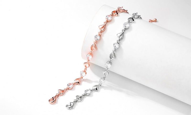 Oval Leaf Crystal Bracelet - UnfoldSerenity